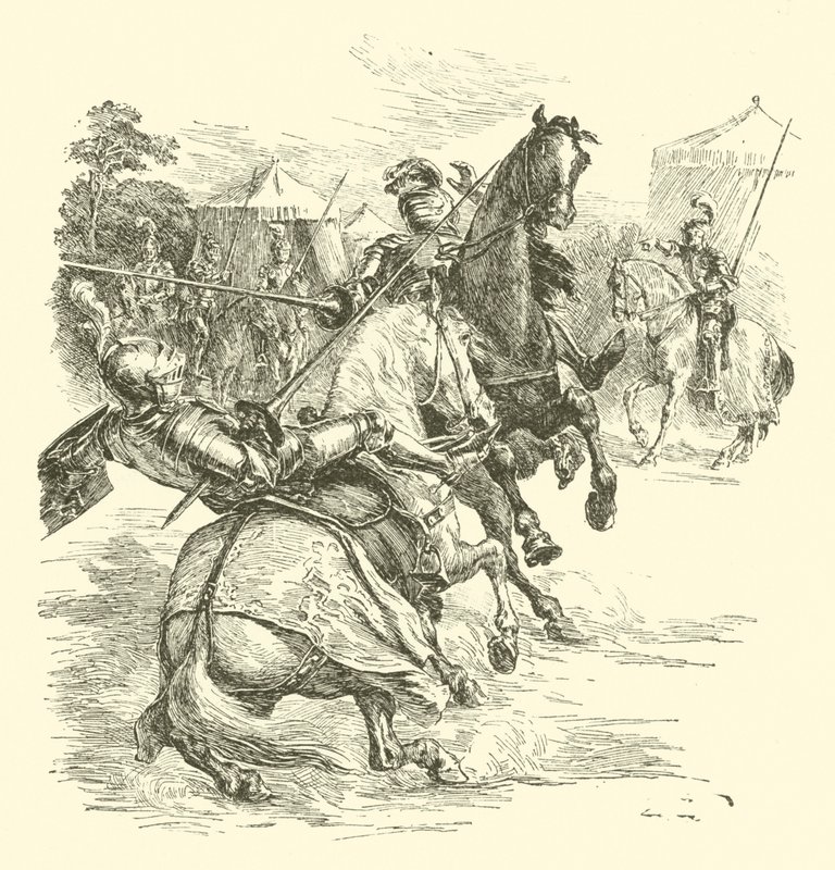La Leyenda de Britomart, El Torneo (grabado) de Arthur George Walker