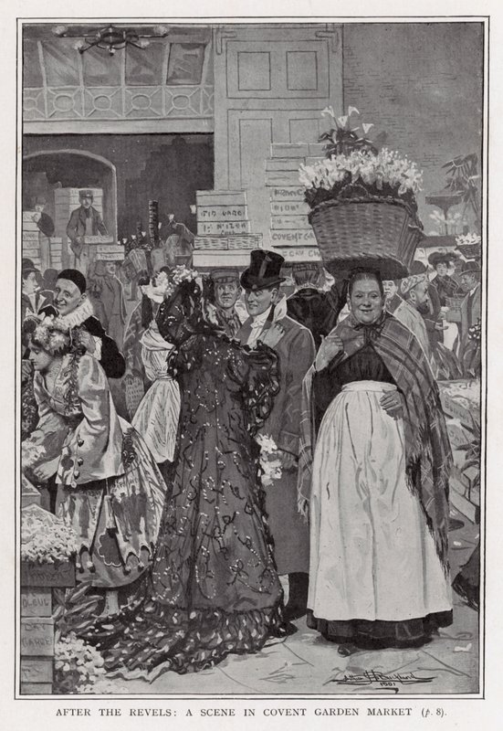 Después de las fiestas - una escena en el Mercado de Covent Garden de Arthur Herbert Buckland