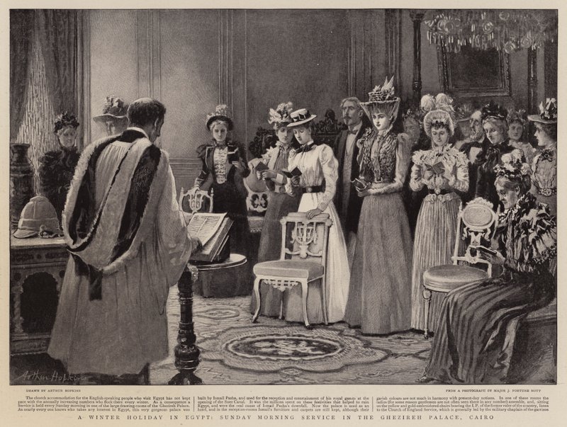 Vacaciones de Invierno en Egipto, Servicio Matutino Dominical en el Palacio Ghezireh, El Cairo de Arthur Hopkins
