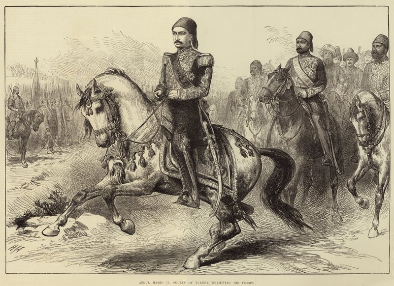 Abdul Hamid II, Sultán de Turquía, revisando sus tropas de Arthur Hopkins
