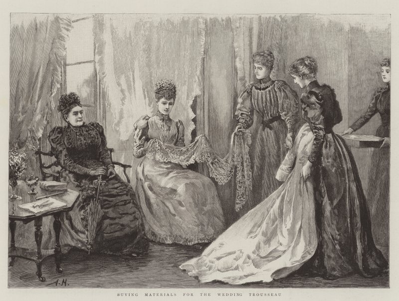 Comprando materiales para el ajuar de boda de Arthur Hopkins