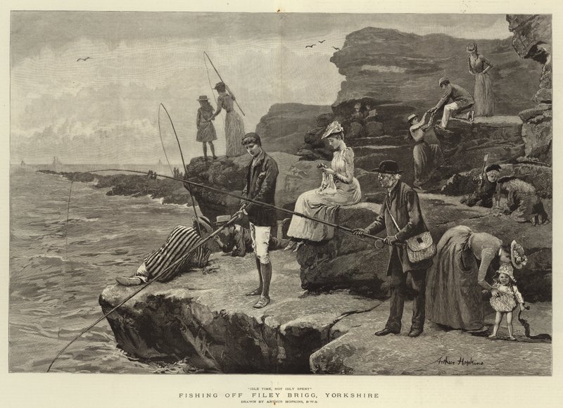 Pescando en Filey Brigg, Yorkshire de Arthur Hopkins