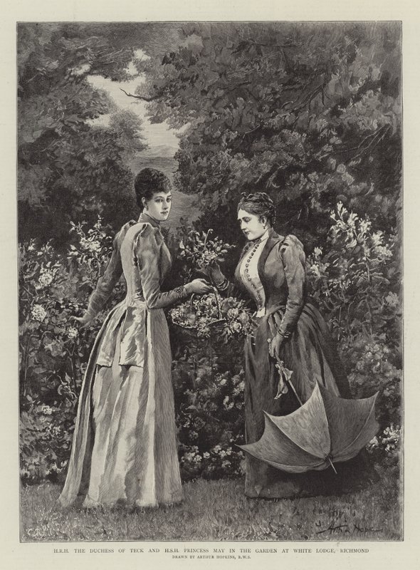 SAR la Duquesa de Teck y SHS la Princesa May en el jardín de White Lodge, Richmond de Arthur Hopkins