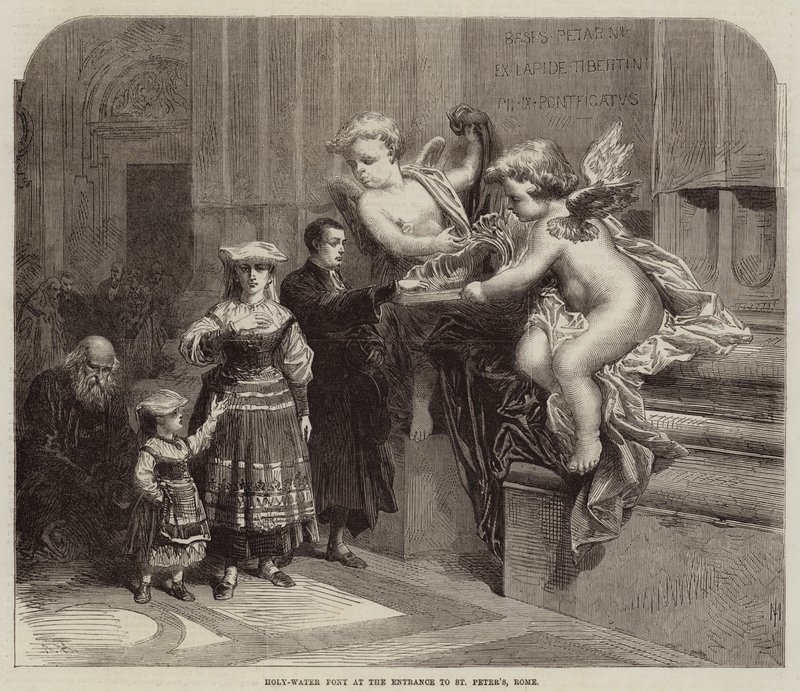 Pila de Agua Bendita en la Entrada de San Pedro, Roma de Arthur Hopkins