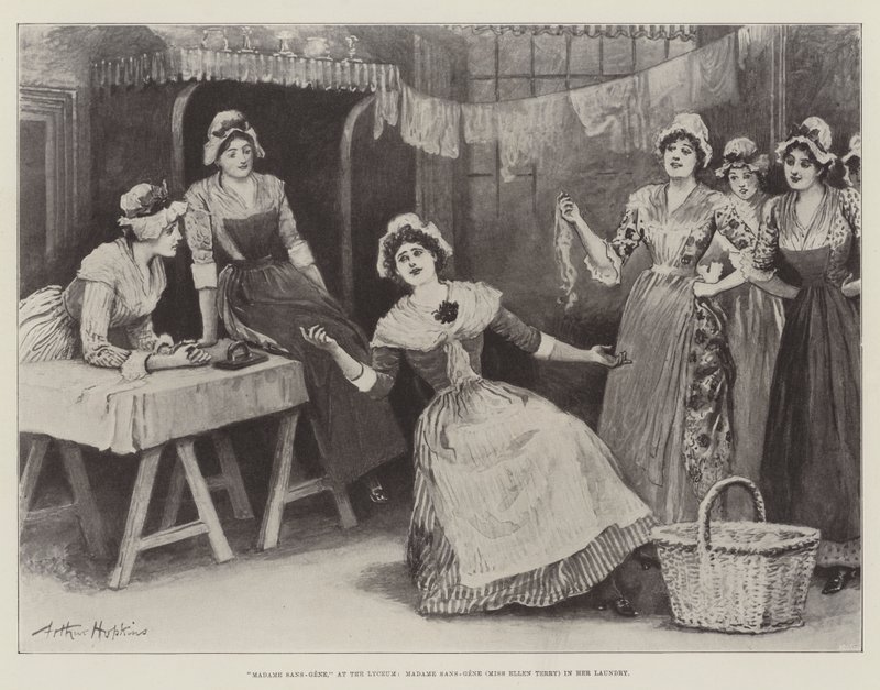 Madame Sans-Gene, en el Lyceum, Madame Sans-Gene (Miss Ellen Terry) en su lavandería de Arthur Hopkins