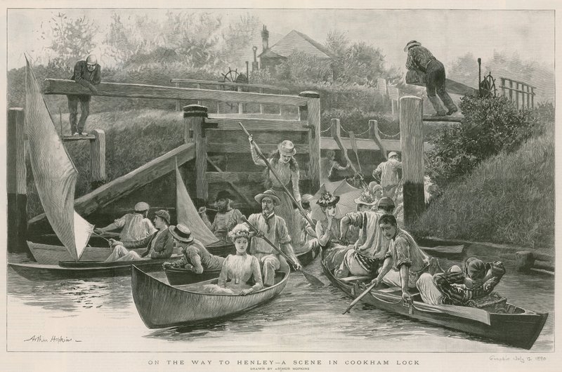 Camino a Henley - una escena en Cookham Lock de Arthur Hopkins