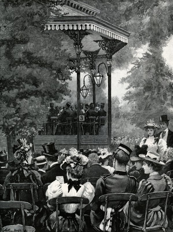 Música al aire libre en Londres: Escuchando a la banda militar en Hyde Park de Arthur Hopkins