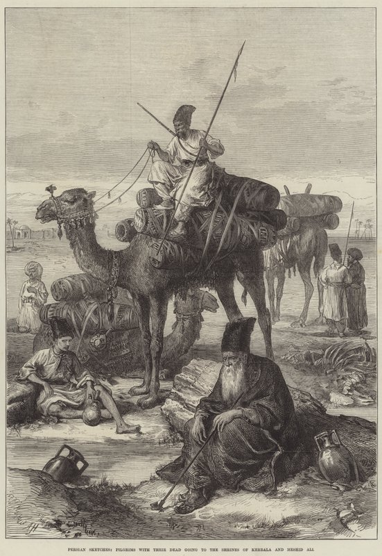 Bocetos persas, peregrinos con sus muertos yendo a los santuarios de Kerbala y Meshid Ali de Arthur Hopkins