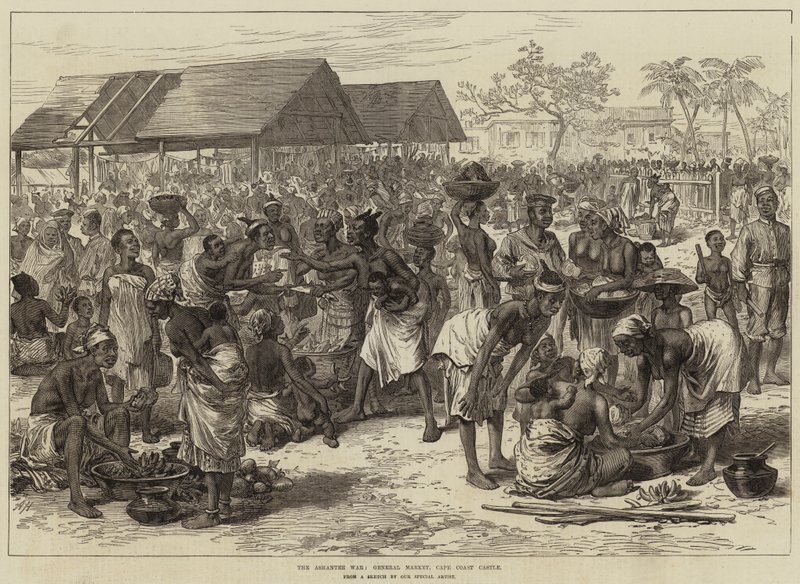 La Guerra Ashantee, Mercado General, Castillo de Cape Coast de Arthur Hopkins
