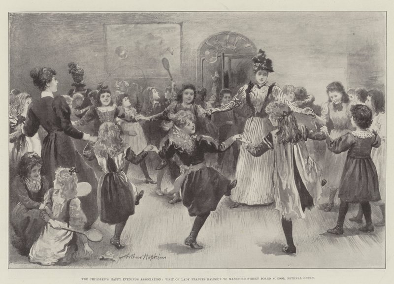 La Asociación de Noches Felices para Niños, Visita de Lady Frances Balfour a la Escuela de Mansford Street, Bethnal Green de Arthur Hopkins