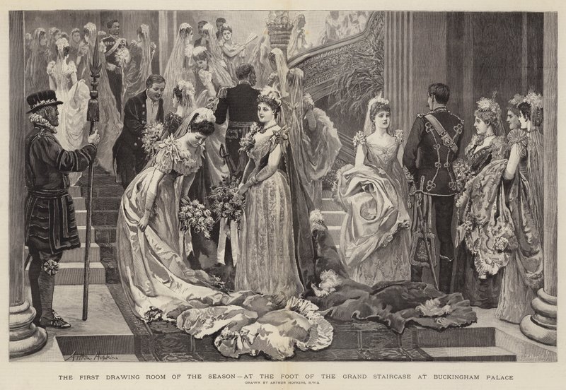 El primer salón de la temporada, al pie de la Gran Escalera en el Palacio de Buckingham de Arthur Hopkins
