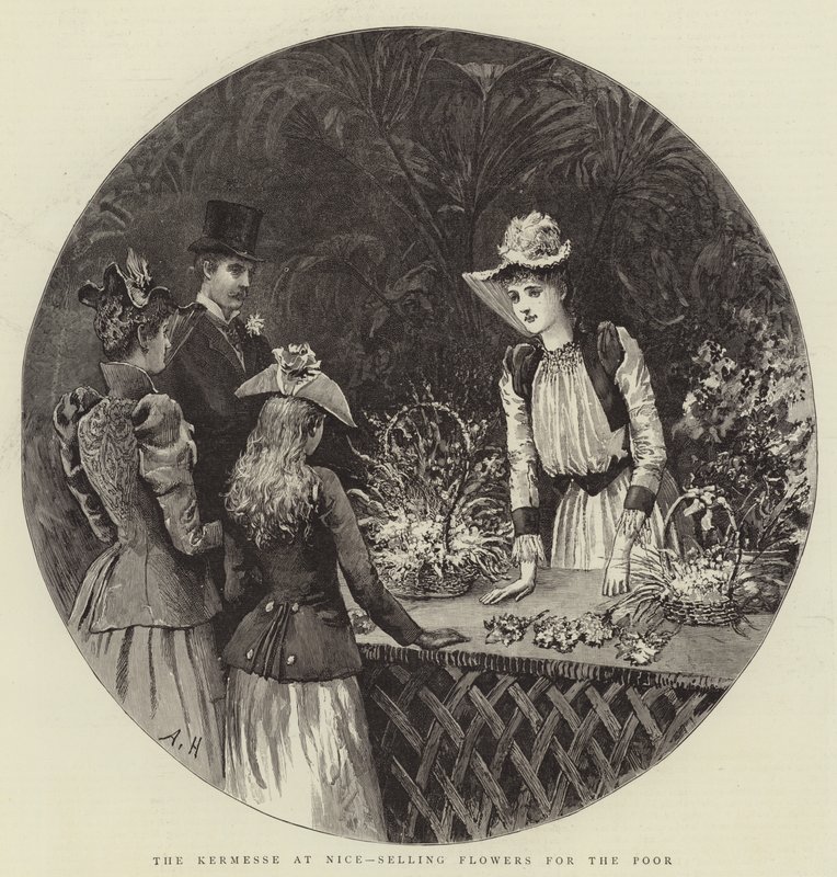 La Kermesse en Niza, vendiendo flores para los pobres de Arthur Hopkins