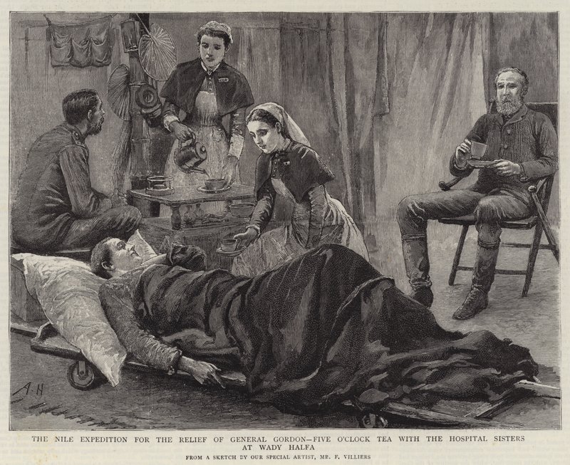 La Expedición del Nilo para el Socorro del General Gordon, Té de las Cinco con las Hermanas del Hospital en Wady Halfa de Arthur Hopkins