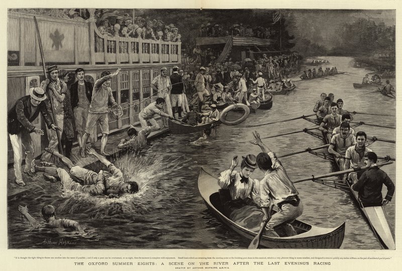 Los Ochos de Verano de Oxford, una escena en el río después de la última carrera de la tarde de Arthur Hopkins