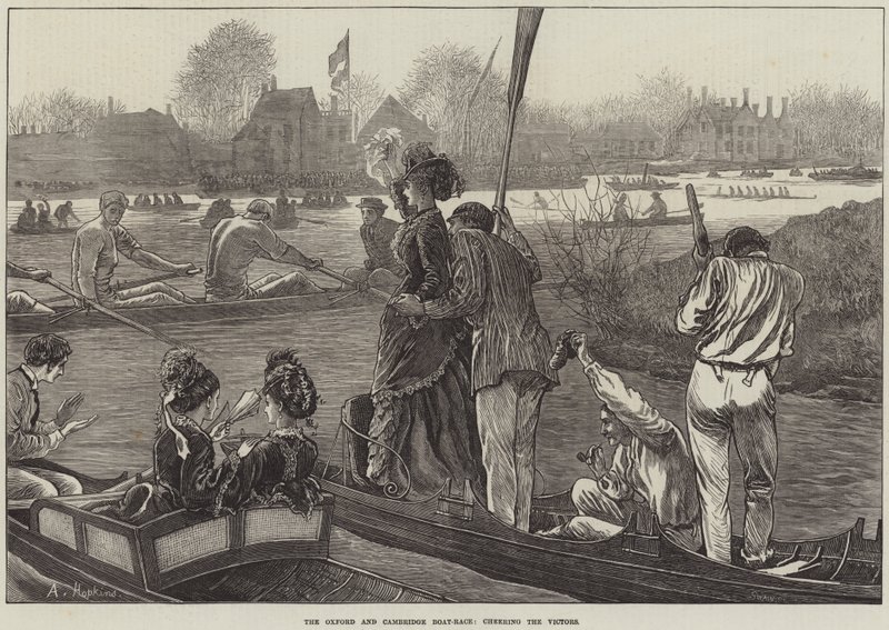 La Carrera de Botes de Oxford y Cambridge, animando a los Vencedores de Arthur Hopkins