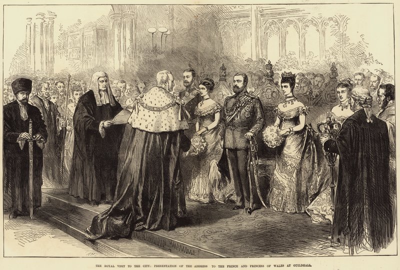 La Visita Real a la Ciudad, Presentación de la Dirección al Príncipe y la Princesa de Gales en Guildhall de Arthur Hopkins