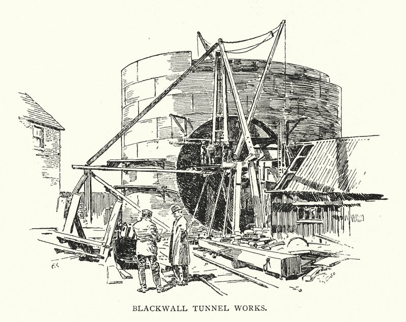 Obras del túnel de Blackwall (litografía) de Arthur Moreland