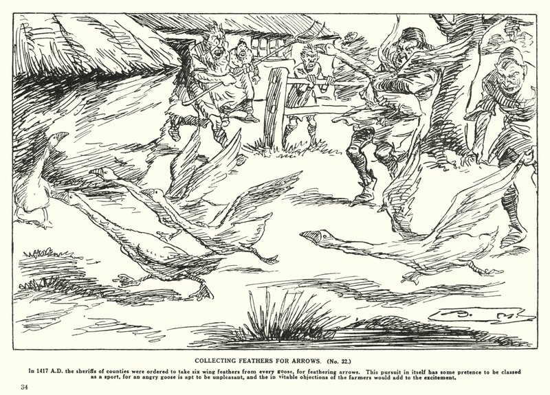 Recogida de plumas para flechas (litografía) de Arthur Moreland
