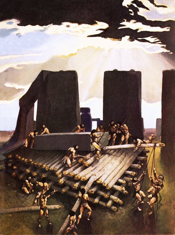 La construcción de Stonehenge, imaginada en 1978 de Arthur Ranson