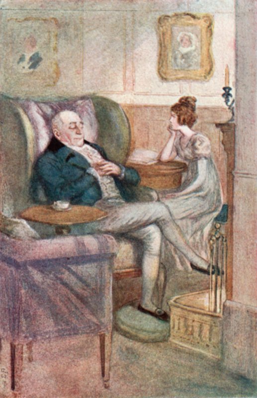 Ilustración para Emma de Jane Austen de Arthur Wallis Mills