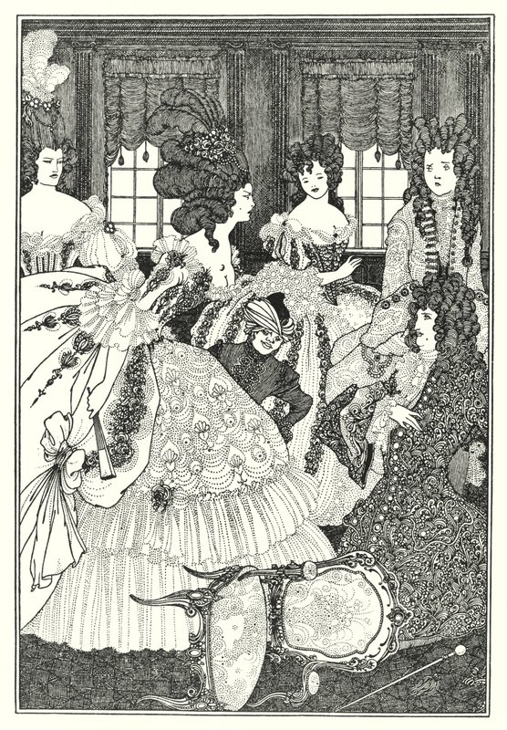 La batalla de los bellos y las bellas (grabado) de Aubrey (after) Beardsley