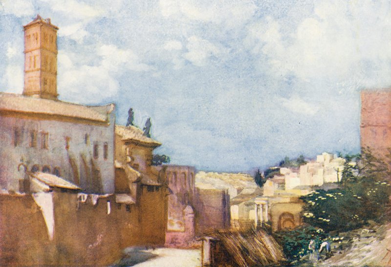 Roma: Con vistas a S Francesca Romana y al Foro (litografía en color) de Aubrey Waterfield