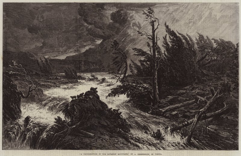 Una tormenta en las montañas bávaras de Albert August Zimmermann