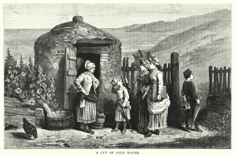 Una taza de agua fría (grabado) de Auguste Francois (after) Laby