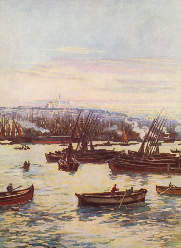 El Cuerno de Oro, Turquía (litografía en color) de Auguste Gerardin