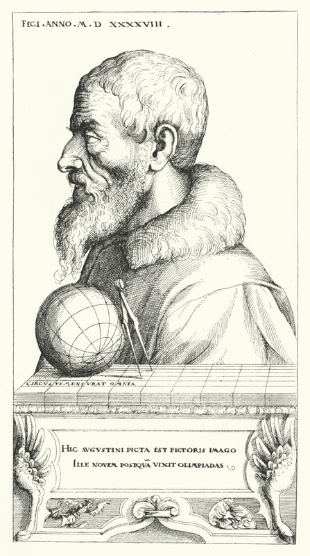 Autorretrato de Augustin Hirschvogel, artista, matemático y cartógrafo alemán de Augustin Hirschvogel