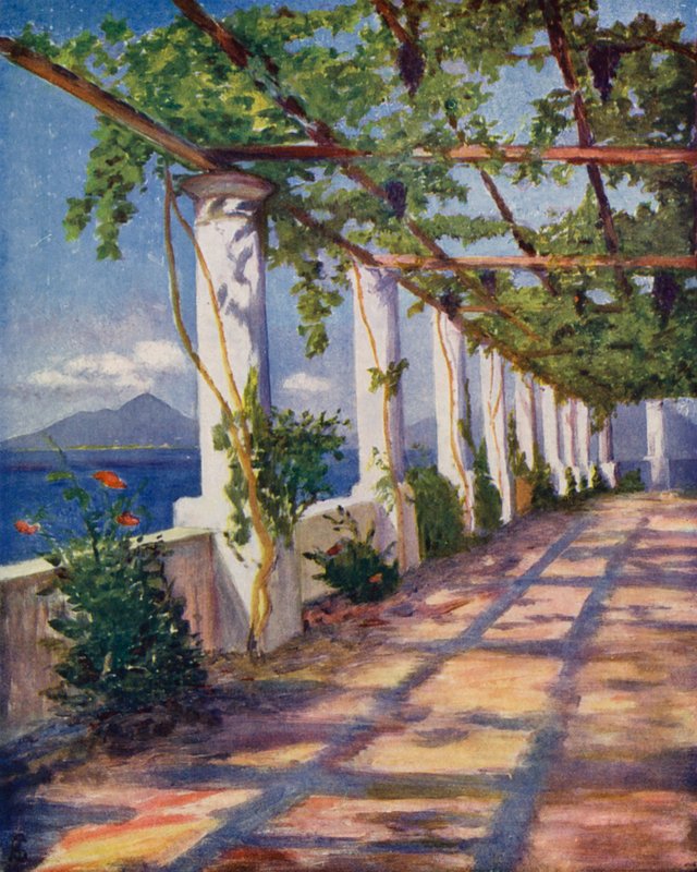 Pérgola (litografía en color) de Augustine Fitzgerald