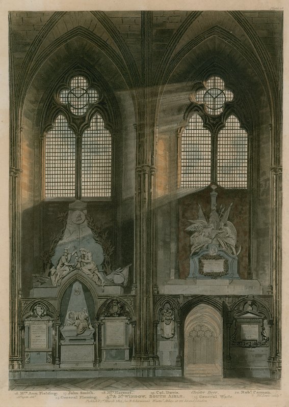 Cuarta y quinta ventana, nave sur, Abadía de Westminster, Londres de Augustus Charles Pugin