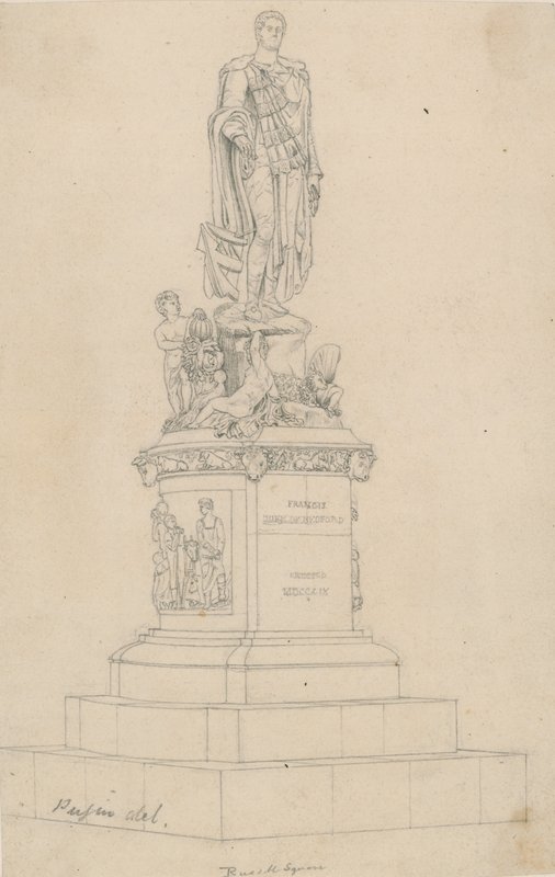 Estatua de Frances, Duque de Bedford, en Russell Square, Londres de Augustus Charles Pugin