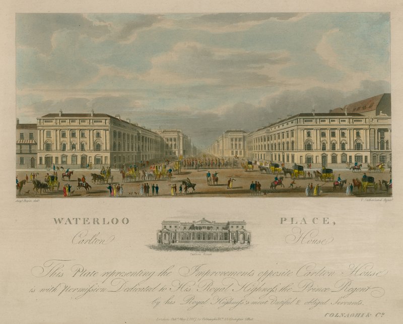 Waterloo Place, Carlton House, Londres de Augustus Charles Pugin