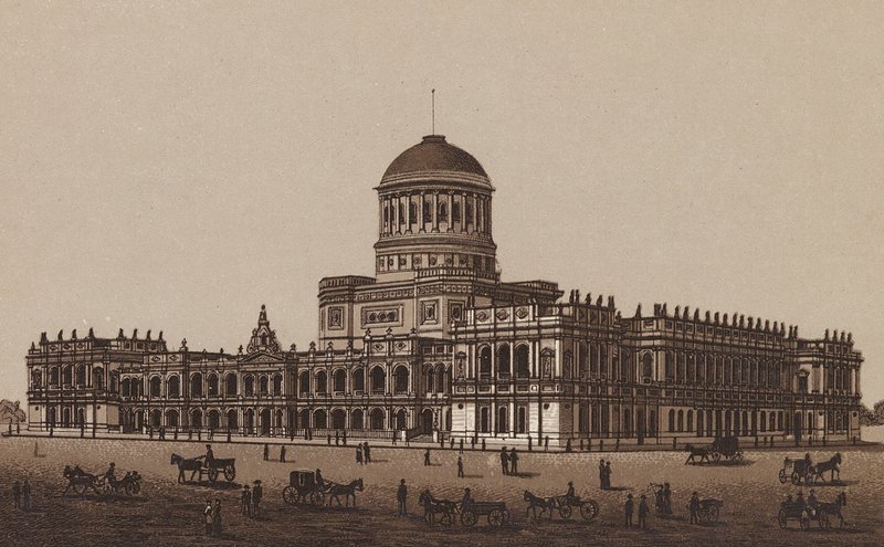 Melbourne, Australia: Nuevo Palacio de Justicia (litografía) de Australian School