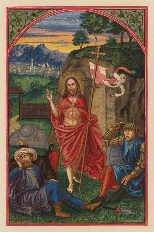 Resurrección de D N J Chr (cromolito) de Austrian School