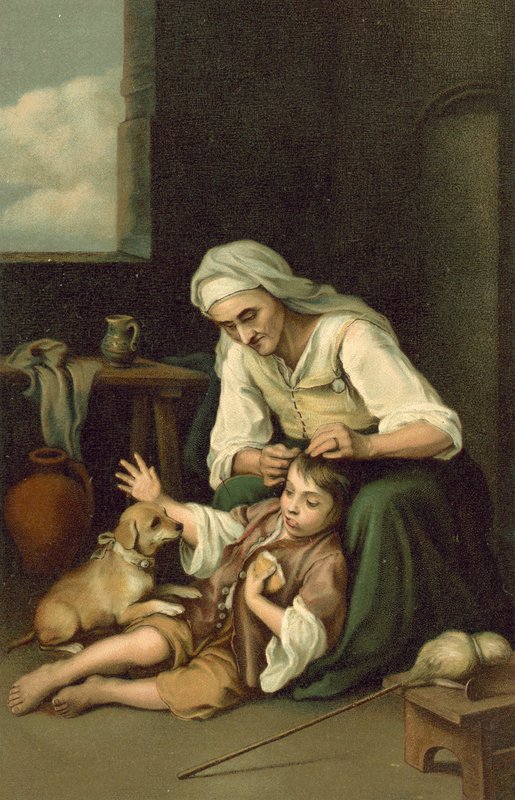Vieja despiojando a un niño de after Bartolome Esteban Murillo