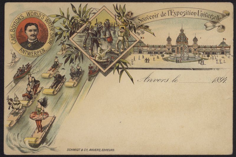 Espectáculo Mundial de Agua del Capitán Boyton, recuerdo de la Exposición Internacional de Amberes, Bélgica, 1894 de Belgian School