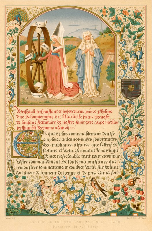 LEstrif de Fortune por Martin le Franc. Manuscrito del siglo XV de Belgian School