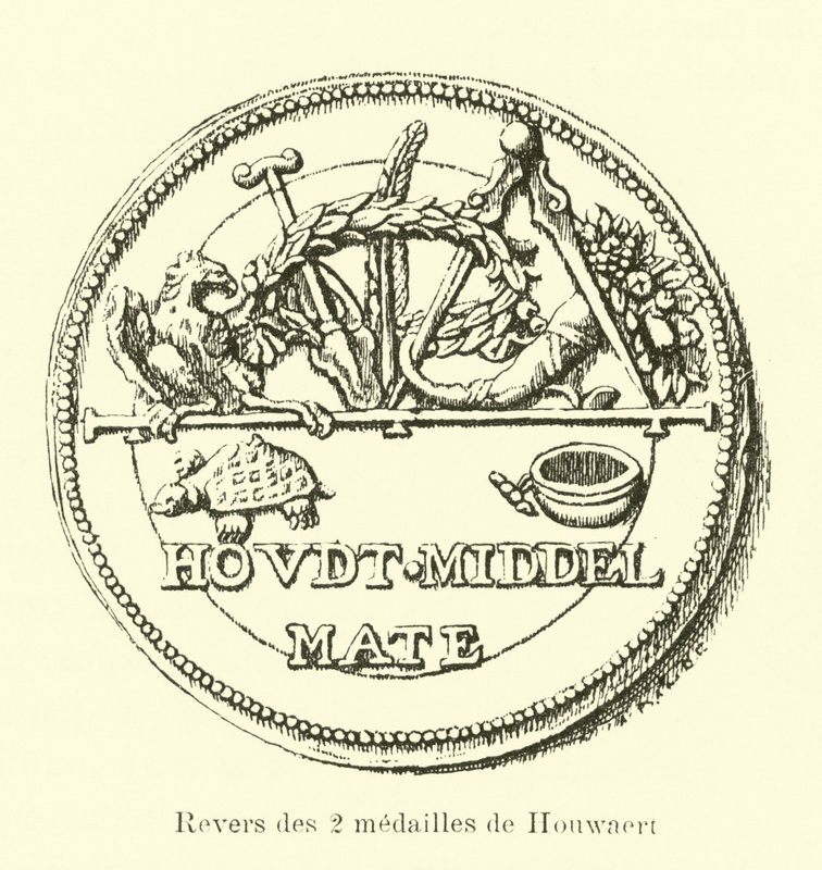 Reverso de las dos medallas de Houwaert de Belgian School
