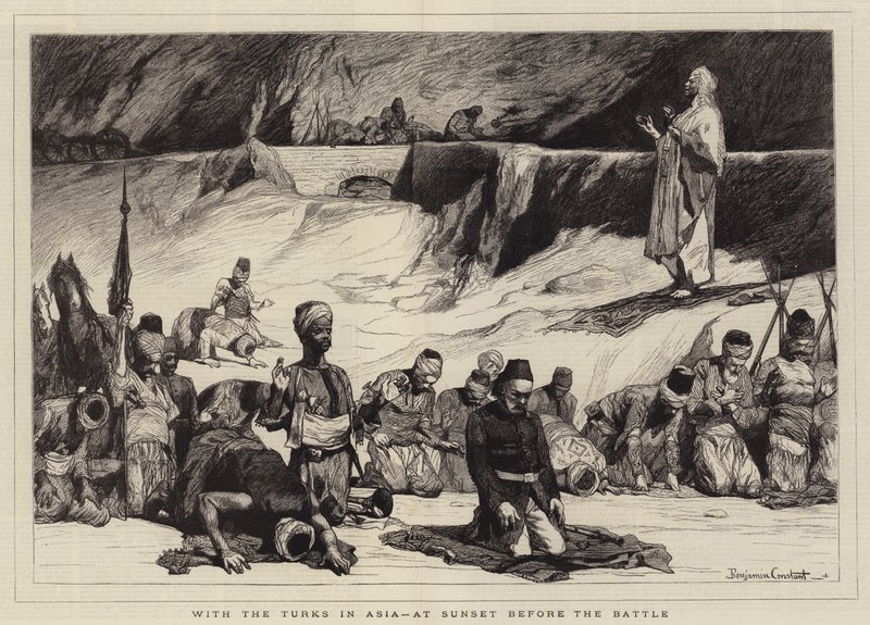 Con los Turcos en Asia, al Atardecer antes de la Batalla de Jean Joseph Benjamin Constant