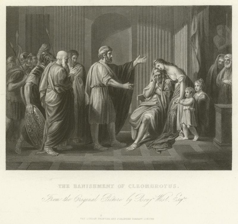 El destierro de Cleombrotus de Benjamin West