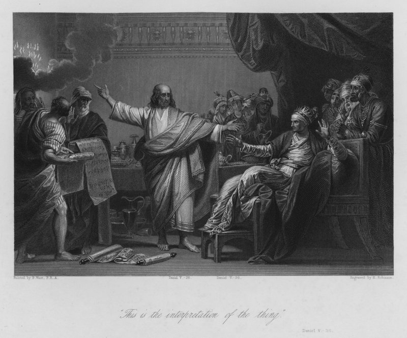 La visión de Belsasar, Daniel V, 26 (grabado) de Benjamin (after) West