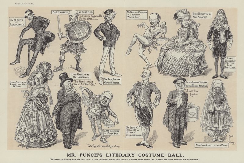 Baile de disfraces literario de Mr. Punch de Bernard (after) Partridge