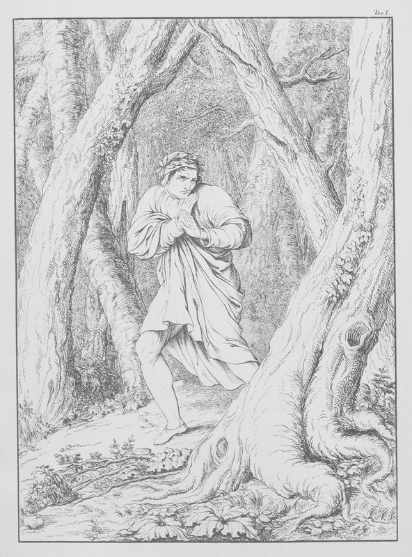 Divina Comedia de Dante, Infierno, Lámina I (litografía) de Bernhard Schuler