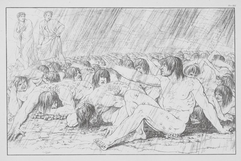 Divina Comedia de Dante, Infierno, lámina XII (litografía) de Bernhard Schuler