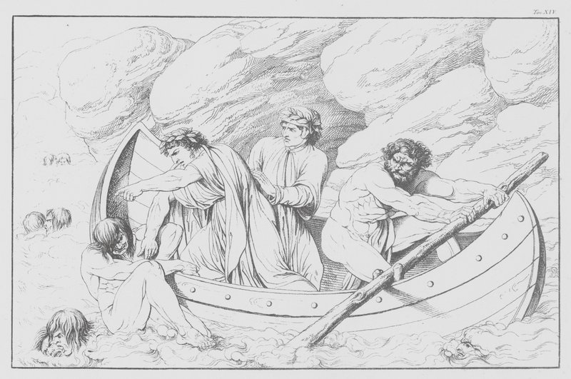 Divina Comedia de Dante, Infierno, lámina XIV (litografía) de Bernhard Schuler