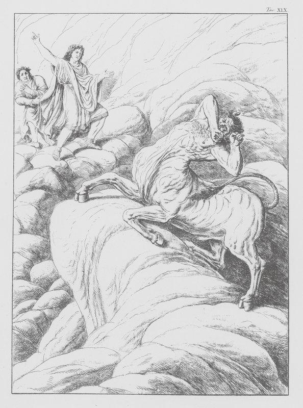 Divina Comedia de Dante, Infierno, lámina XIX (litografía) de Bernhard Schuler
