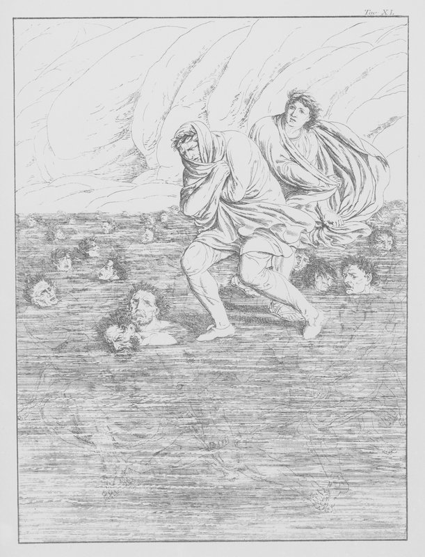 Divina Comedia de Dante, Infierno, lámina XL (litografía) de Bernhard Schuler