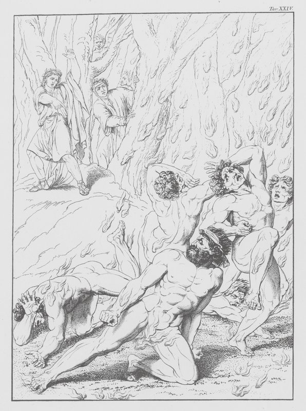 Divina Comedia de Dante, Infierno, lámina XXIV (litografía) de Bernhard Schuler
